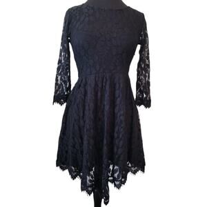 Free People Queen of Hearts Lace Dress Black Soft Goth 2